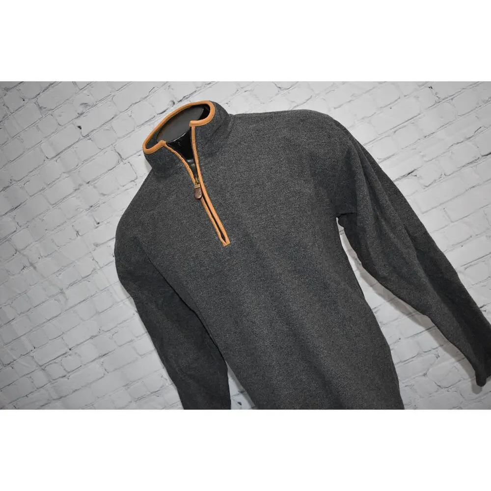Orvis Charcoal Gray Quarter-Zip Sweater with Tan Elbow Patches